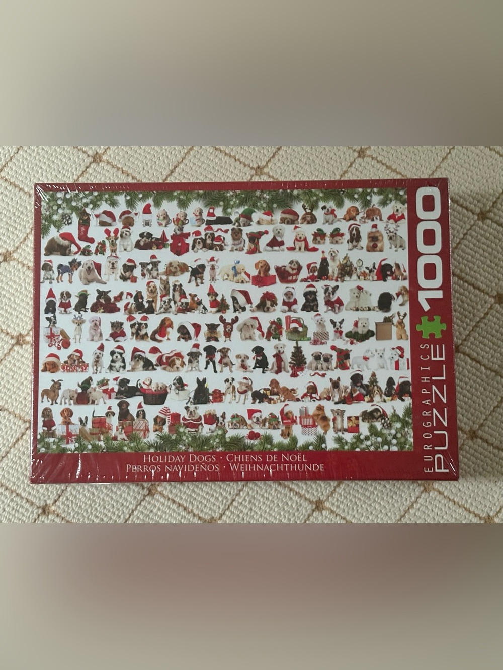 EuroGraphics Holiday Dogs 1000-Piece Jigsaw Puzzle - Red